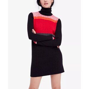 Free People Winter Break Turtleneck Sweater Dress S Striped A-Line Pullover